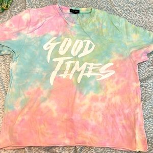 **LA Hearts** Good times graphic tie dye cropped tee